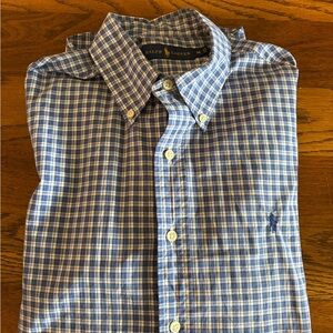 Ralph Lauren Navy and White Plaid Men's Shirt
